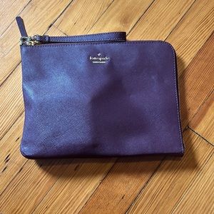 Kate spade eggplant leather clutch